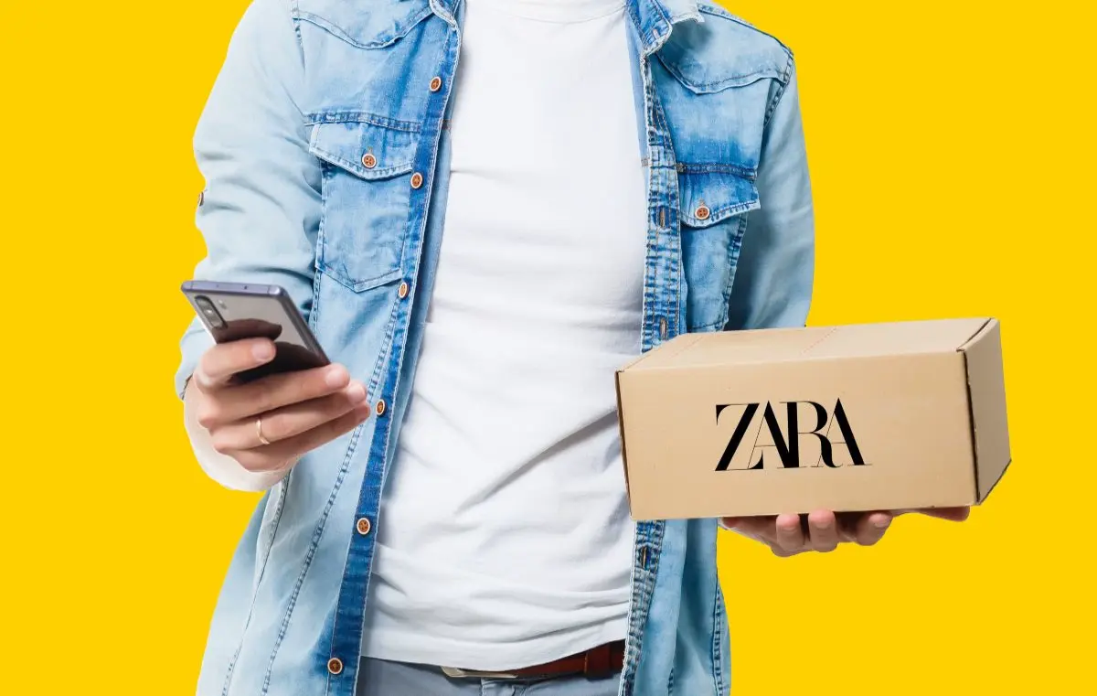 hombre con caja de Zara